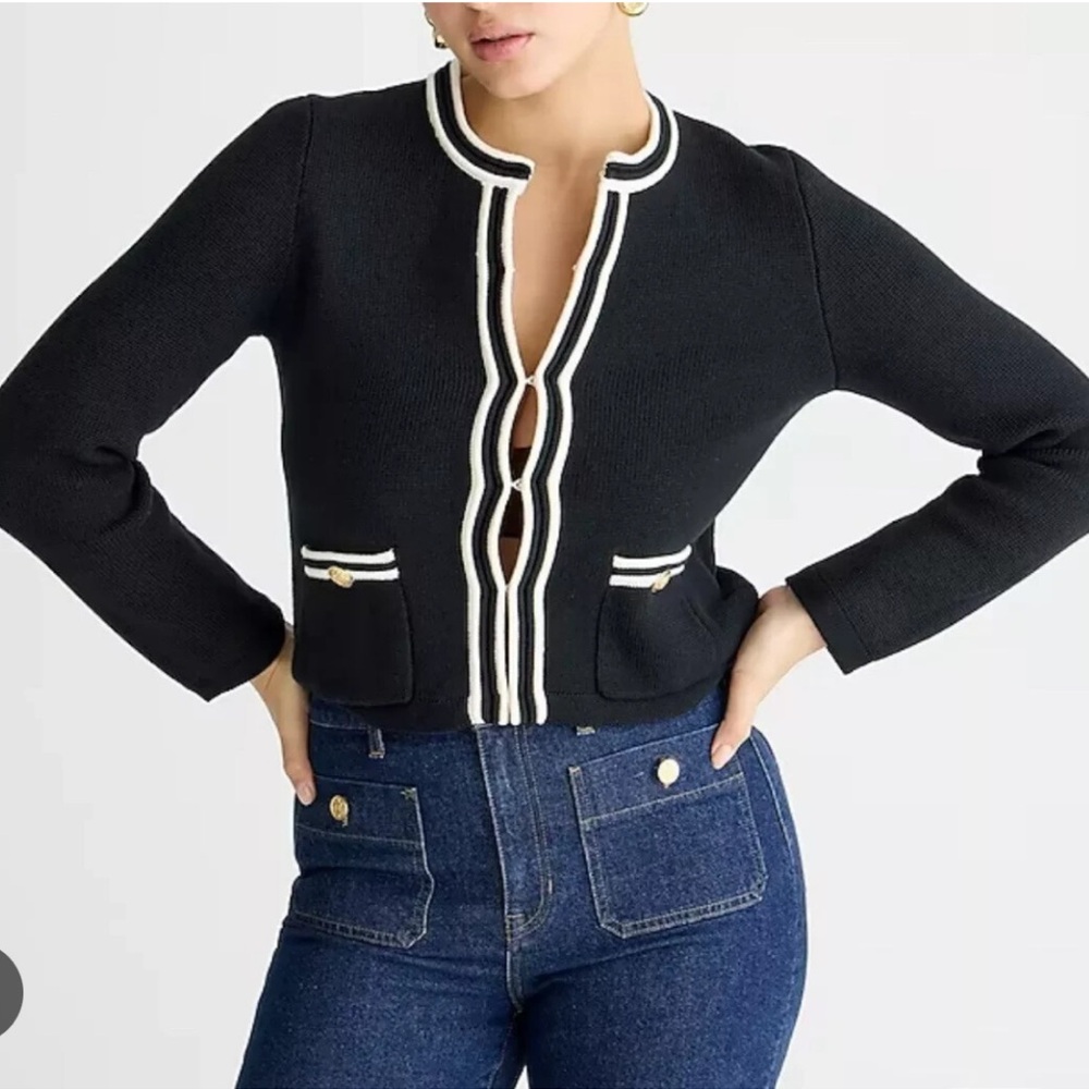 J. Crew Black Jacket with Ivory Trim
